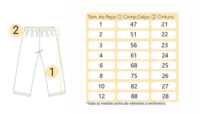 Tabela de medidas Tabela de medidas